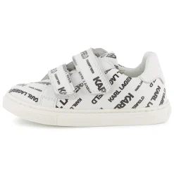 Best KARL LAGERFELD KIDS Baskets en cuir à fermeture par bandes auto aggrip BLANC NOIR