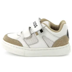 Outlet BOSS Baskets en cuir à fermeture par bandes auto aggrip BLANC