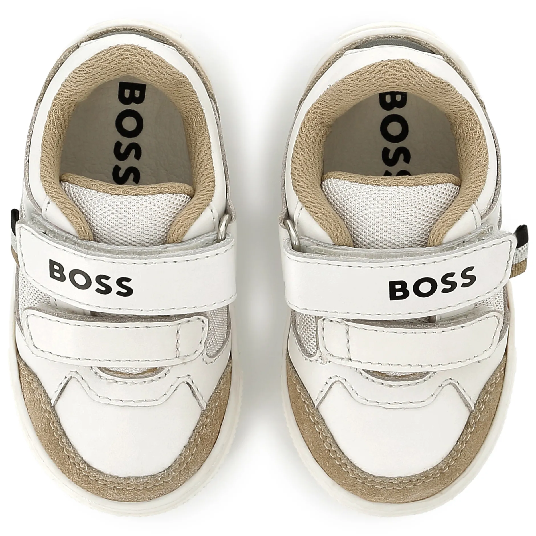 Outlet BOSS Baskets en cuir à fermeture par bandes auto aggrip BLANC