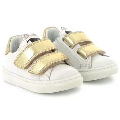 Hot KARL LAGERFELD KIDS Baskets en cuir à fermeture par bandes auto aggrip BLANC