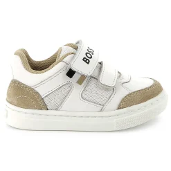 Outlet BOSS Baskets en cuir à fermeture par bandes auto aggrip BLANC