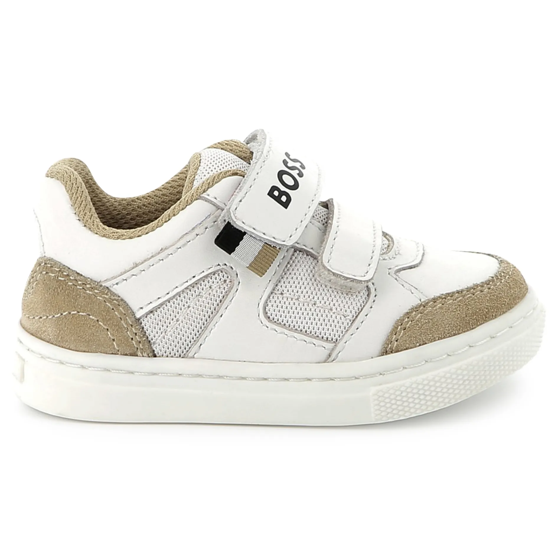 Outlet BOSS Baskets en cuir à fermeture par bandes auto aggrip BLANC