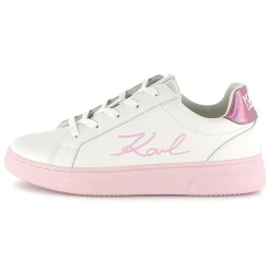 Outlet KARL LAGERFELD KIDS Baskets en cuir à lacets BLANC