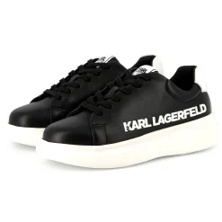Clearance KARL LAGERFELD KIDS Baskets en cuir à lacets BLACK
