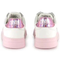 Outlet KARL LAGERFELD KIDS Baskets en cuir à lacets BLANC