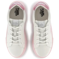 Outlet KARL LAGERFELD KIDS Baskets en cuir à lacets BLANC