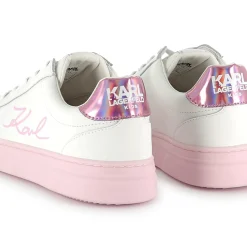 Outlet KARL LAGERFELD KIDS Baskets en cuir à lacets BLANC