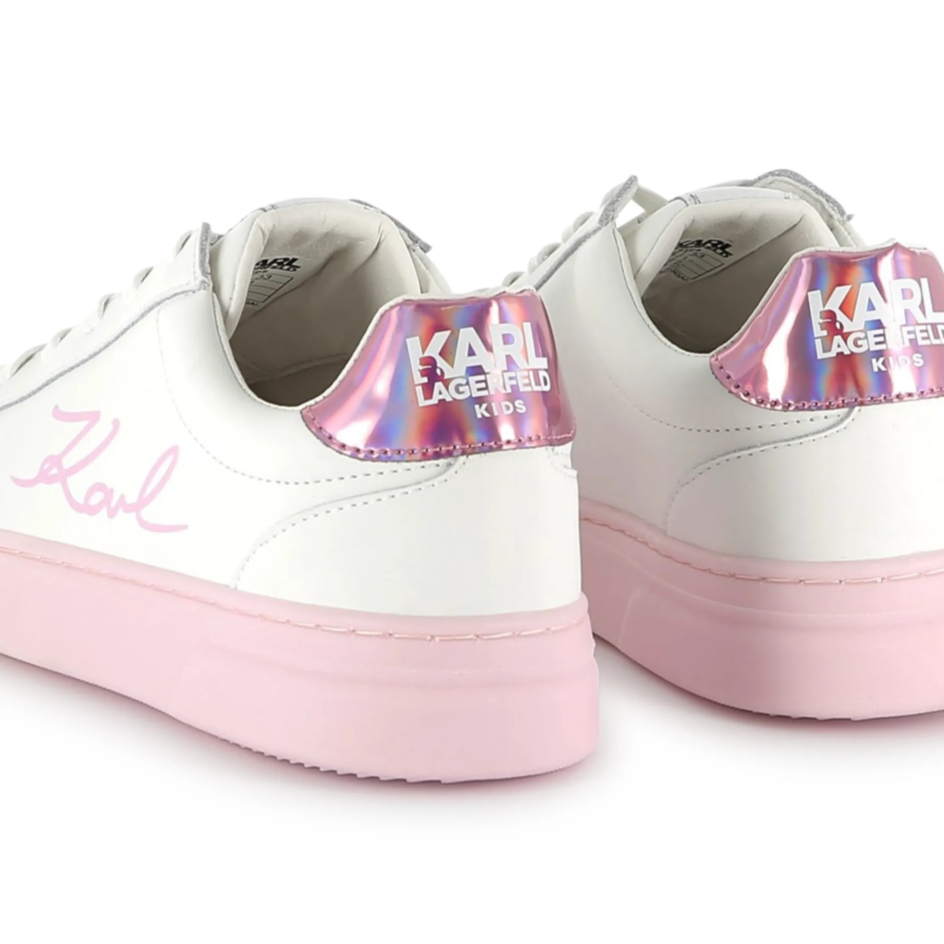 Outlet KARL LAGERFELD KIDS Baskets en cuir à lacets BLANC
