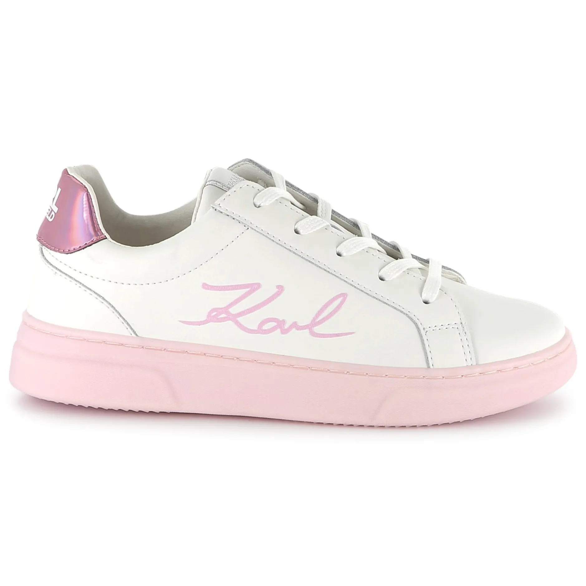 Outlet KARL LAGERFELD KIDS Baskets en cuir à lacets BLANC