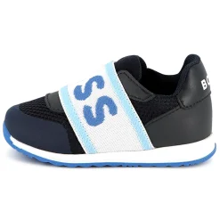 Hot BOSS Baskets en cuir et maille ajourée BLEU CARGO