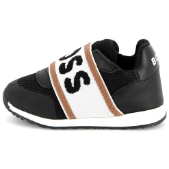New BOSS Baskets en cuir et maille ajourée BLACK