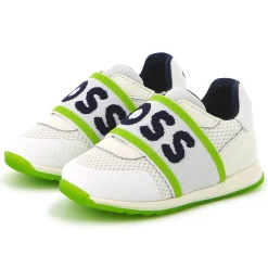 Online BOSS Baskets en cuir et maille ajourée BLANC