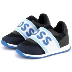 Hot BOSS Baskets en cuir et maille ajourée BLEU CARGO