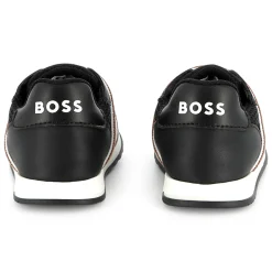 New BOSS Baskets en cuir et maille ajourée BLACK