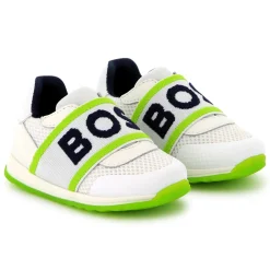 Online BOSS Baskets en cuir et maille ajourée BLANC
