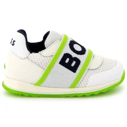 Online BOSS Baskets en cuir et maille ajourée BLANC