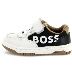 Hot BOSS Baskets en cuir fermeture par bandes auto aggripan BLANC