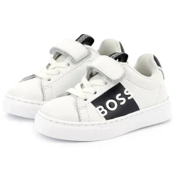 Best BOSS Baskets en cuir fermeture par bandes auto aggripan BLANC