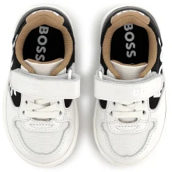 Hot BOSS Baskets en cuir fermeture par bandes auto aggripan BLANC