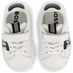Best BOSS Baskets en cuir fermeture par bandes auto aggripan BLANC