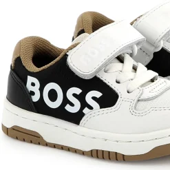 Hot BOSS Baskets en cuir fermeture par bandes auto aggripan BLANC