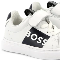 Best BOSS Baskets en cuir fermeture par bandes auto aggripan BLANC