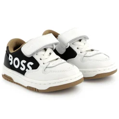 Hot BOSS Baskets en cuir fermeture par bandes auto aggripan BLANC