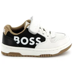 Hot BOSS Baskets en cuir fermeture par bandes auto aggripan BLANC