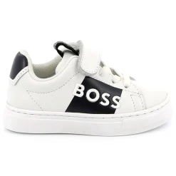 Best BOSS Baskets en cuir fermeture par bandes auto aggripan BLANC