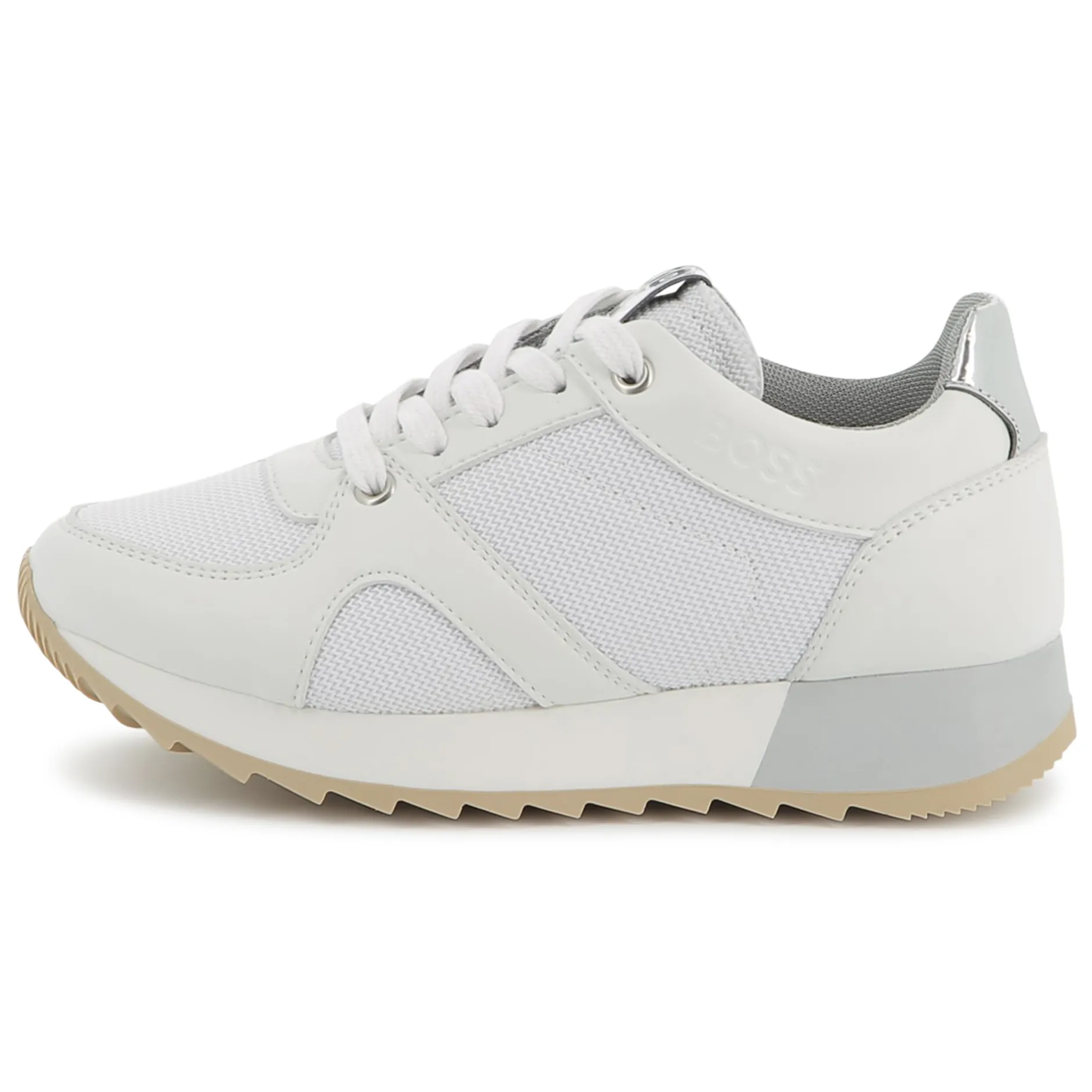 Outlet BOSS Baskets lacées bimatière BLANC