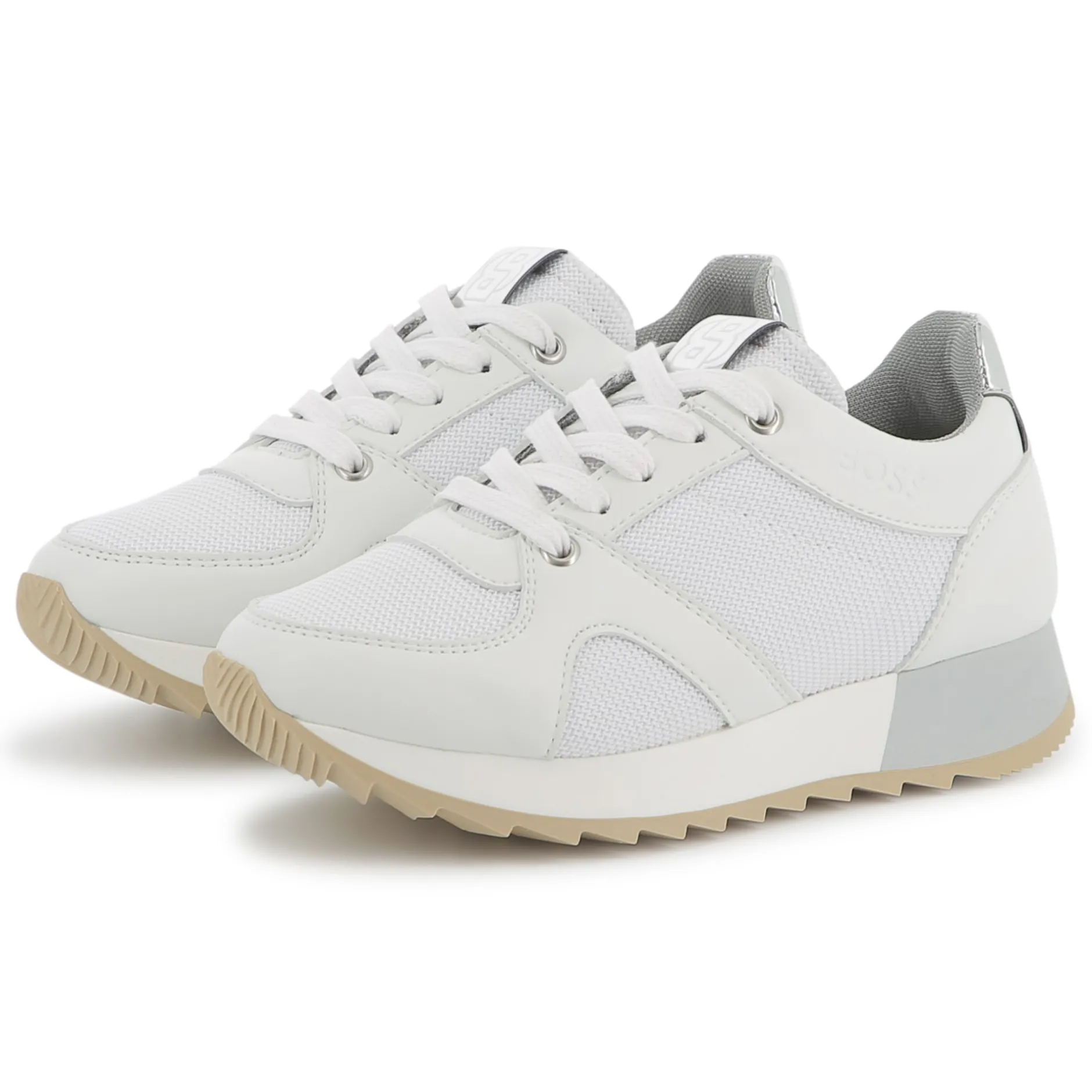 Outlet BOSS Baskets lacées bimatière BLANC