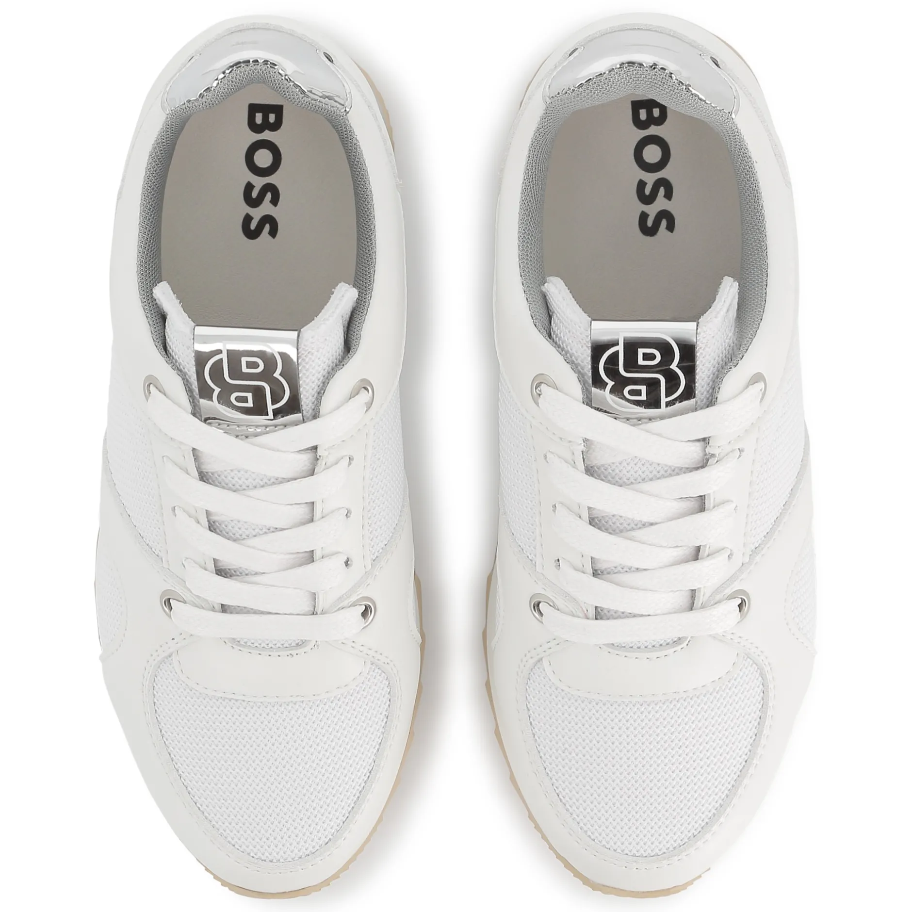 Outlet BOSS Baskets lacées bimatière BLANC