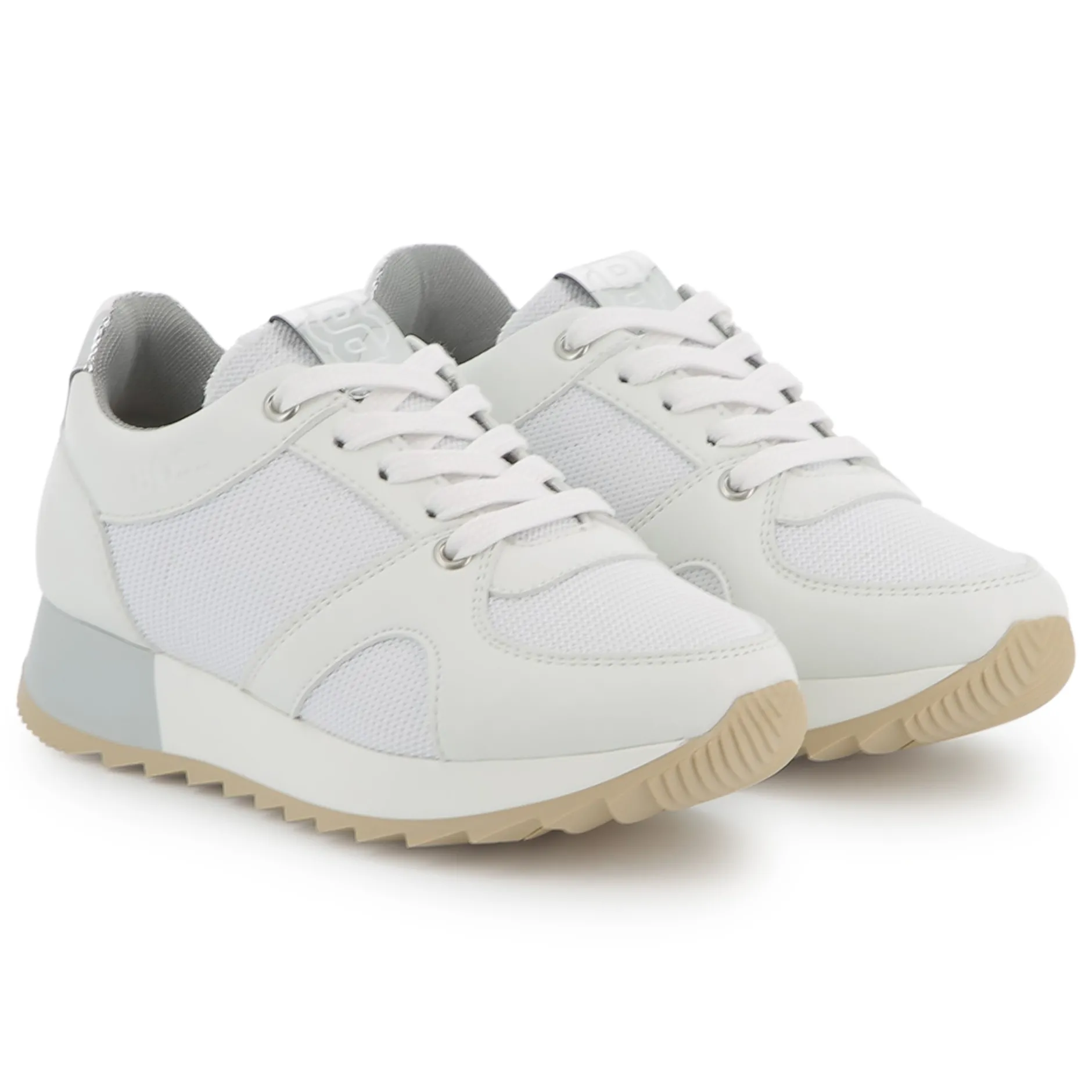 Outlet BOSS Baskets lacées bimatière BLANC