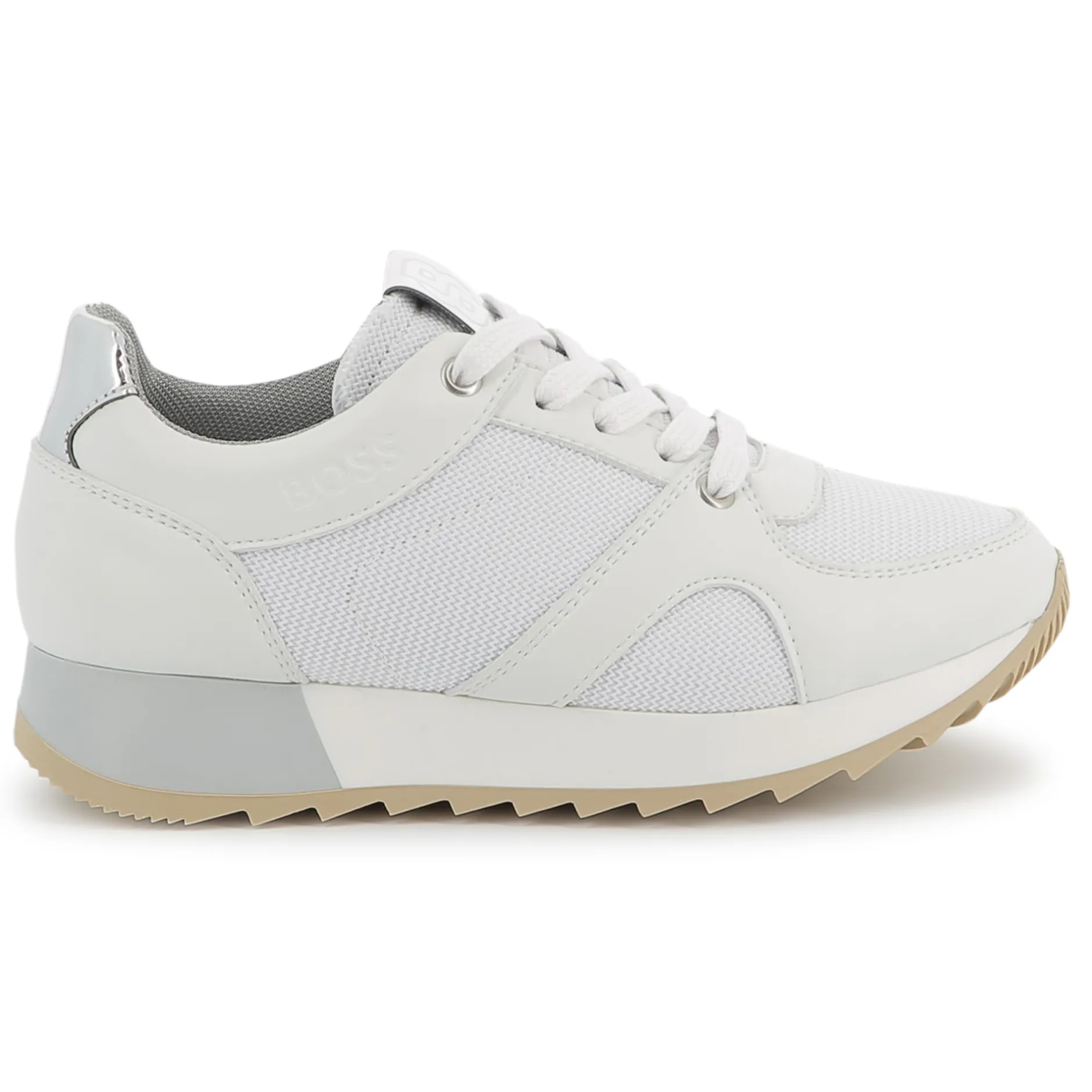 Outlet BOSS Baskets lacées bimatière BLANC