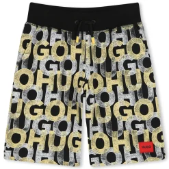 Outlet HUGO Bermuda de jogging en molleton NOIR JAUNE