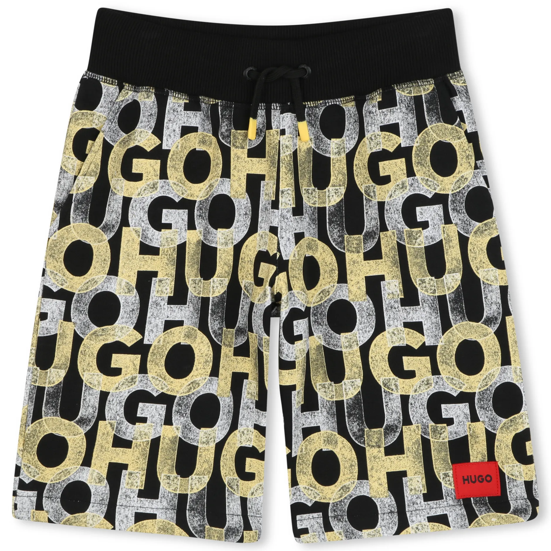 Outlet HUGO Bermuda de jogging en molleton NOIR JAUNE