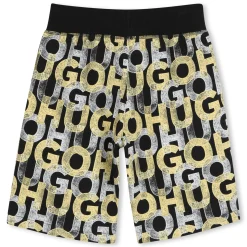 Outlet HUGO Bermuda de jogging en molleton NOIR JAUNE