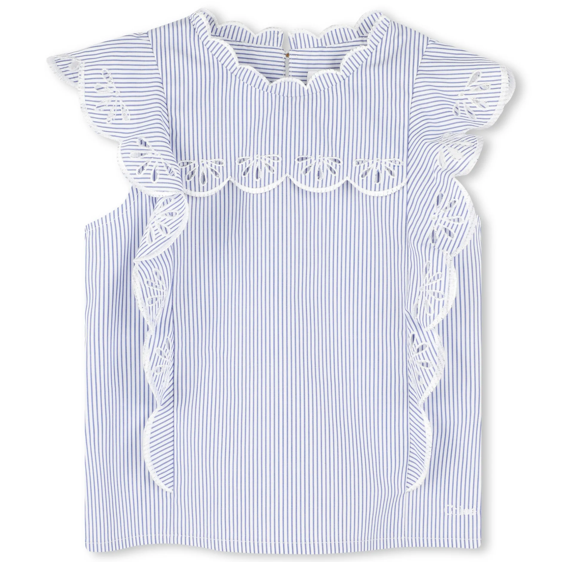 Clearance CHLOE Blouse à manches volantées BLANC BLEU