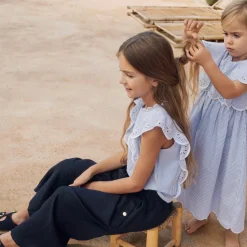 Clearance CHLOE Blouse à manches volantées BLANC BLEU