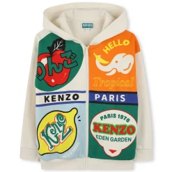 Clearance KENZO KIDS Cardigan de jogging à capuche PALE TRENCH