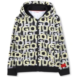 Online HUGO Cardigan imprimé en molleton NOIR JAUNE