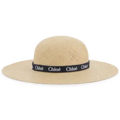 Fashion CHLOE Chapeau siglé en raphia BLEU AMIRAL