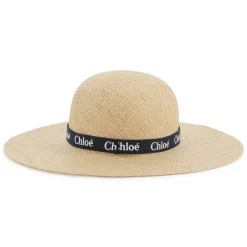 Fashion CHLOE Chapeau siglé en raphia BLEU AMIRAL
