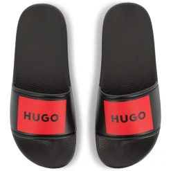 Hot HUGO Claquettes à badges BLACK