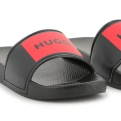 Hot HUGO Claquettes à badges BLACK