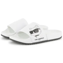 Clearance KARL LAGERFELD KIDS Claquettes avec imprimé relief BLANC