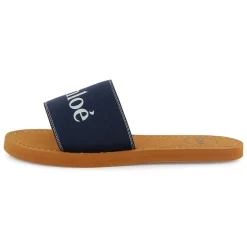 Online CHLOE Claquettes en textile siglées BLEU AMIRAL