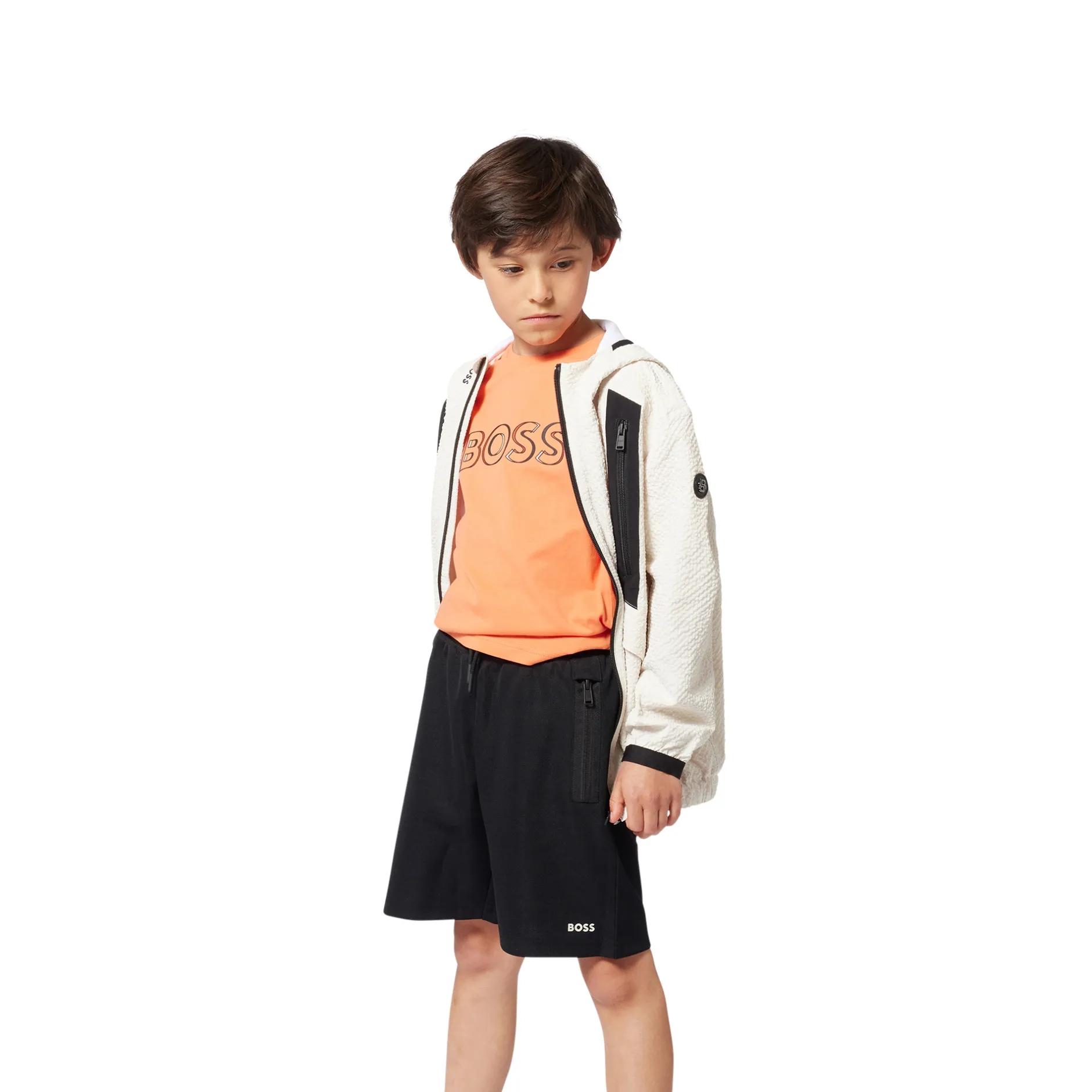 Outlet BOSS Coupe-vent zippé à capuche VANILLE