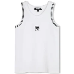 Discount DKNY Débardeur à côtes et broderie BLANC