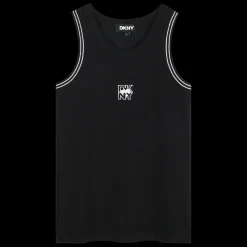 Best DKNY Débardeur à côtes et broderie BLACK